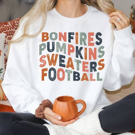 Pumpkins Bonfires Sweaters Football Shirt Fall