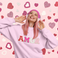 AMOR Letters Valentines Chenille Patch Sweatshirt