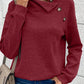 Buttoned Mock Neck Long Sleeve Sweatshirt