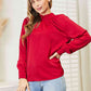Double Take Cutout Gathered Detail Mock Neck Top