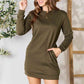 Double Take Round Neck Long Sleeve Mini Dress with Pockets