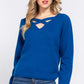 Long Slv X Strap V-neck Sweater