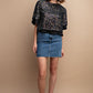 Sequined Short Sleeve Top With Back Zipper
