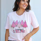 MERRY CHRISTMAS TREE PINK TEE (BELLA CANVAS)