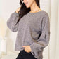 Jade By Jane Full Size Boat Neck Glitter Long Sleeve Top
