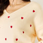 J.NNA Hearts Pattern V-Neck Sweater