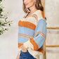 Woven Right Color Block Scoop Neck Sweater